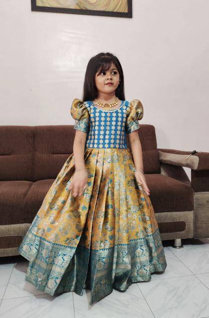 KIDS GOWN kanjivaram silk Wholesale kids designer clothing Mumbai
